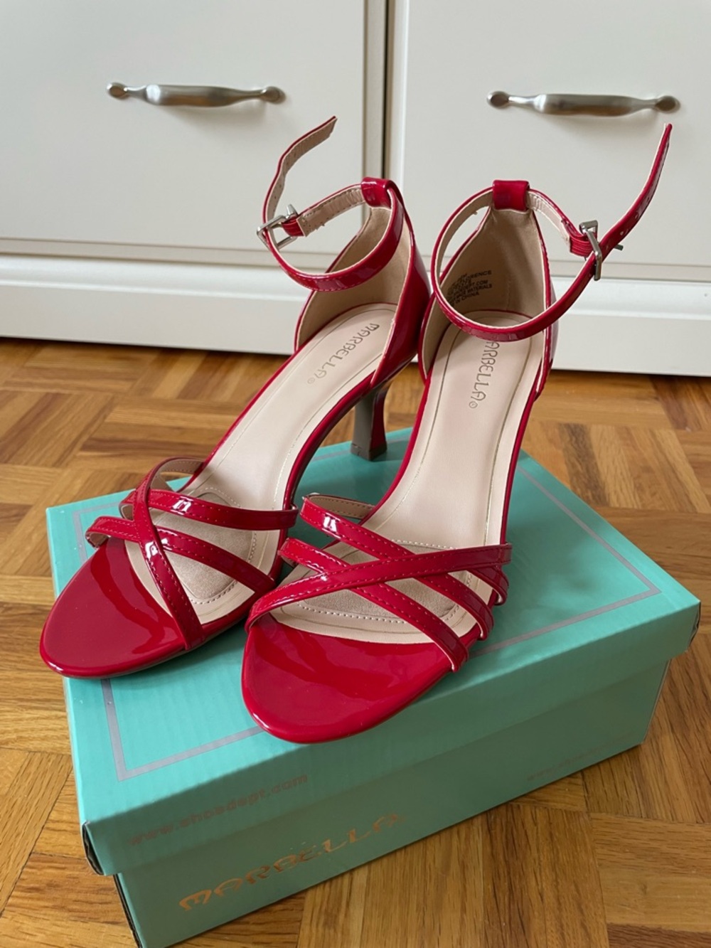 MARELLA Red Patent Strappy Kitten Heels